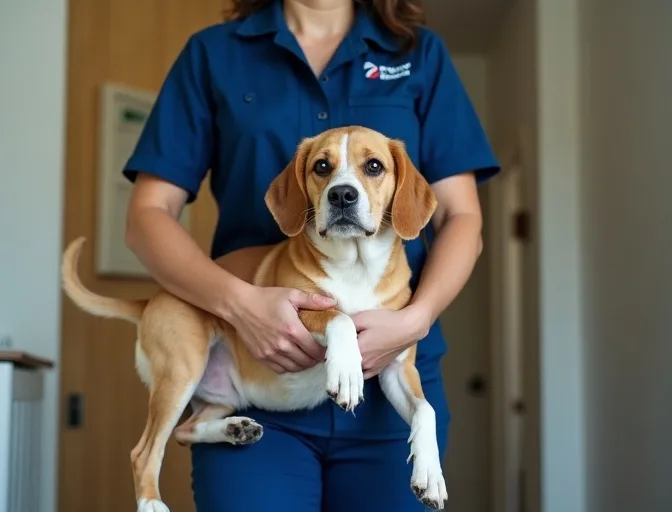 Technician respectfully transporting a deceased dog in Rosanna
